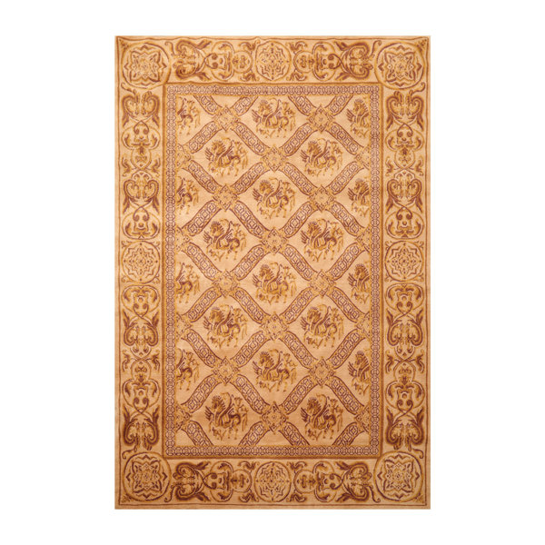 Oriental Rug of Houston Verduzco Wool Oriental Area Rug in Beige/Brown
